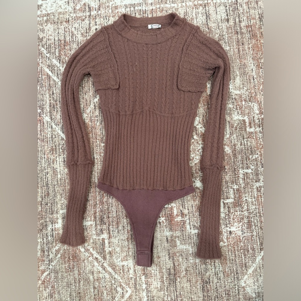 Intimately Free People Keep Me Warm Long Sleeve Sweater Bodysuit Size S - Picture 1 of 6